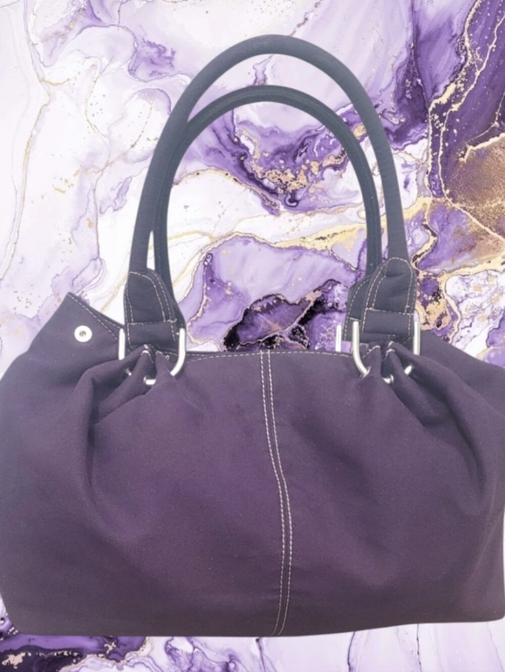 Coldwater Creek Ladie's Purple Slouchy Hobo Suede Handbag